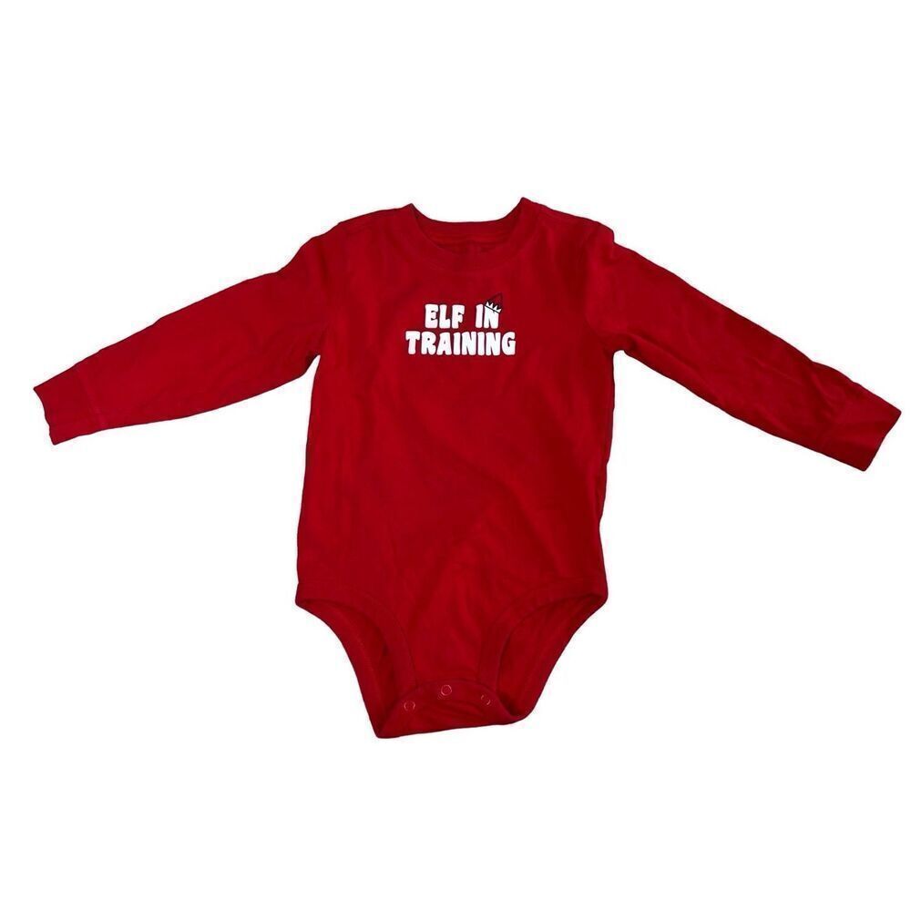 Oshkosh B'gosh Red Elf in Training Christmas Bodysuit One Piece Outfit 24 months
